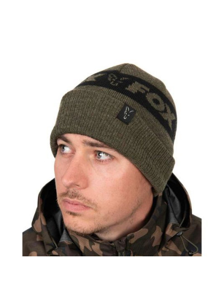 Caciula Fox Collection Beanie Hat, Green and Black Caciula Fox Collection Beanie Hat, Green and Black