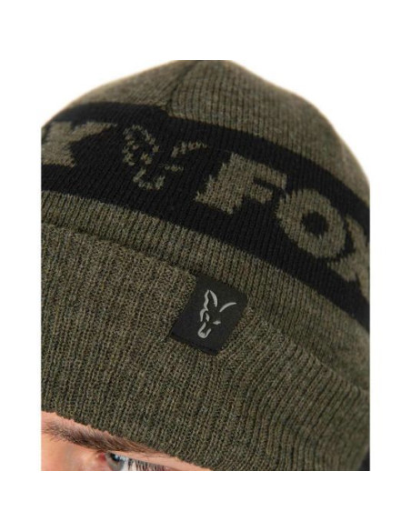 Caciula Fox Collection Beanie Hat, Green and Black Caciula Fox Collection Beanie Hat, Green and Black