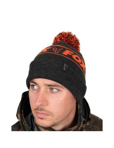Caciula Fox Collection Bobble Hat, Black and Orange