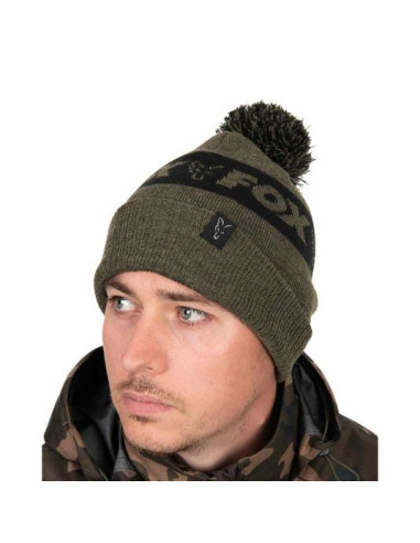 Caciula Fox Collection Bobble Hat, Green and Black