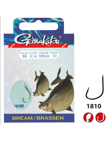 Carlige Legate Gamakatsu Bream Feeder LS-1810, Nr.10, 0.14mm, 10buc/plic