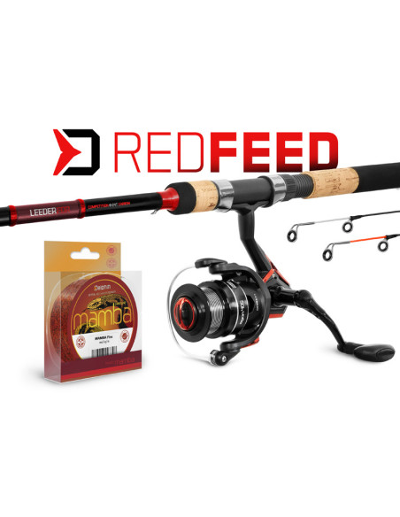 Set Pentru Feeder Delphin RedFEED Lanseta + Mulineta Set Pentru Feeder Delphin RedFEED Lanseta + Mulineta