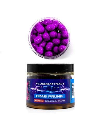 Boilies CPK Fluoro Atract+, Crab & Pruna, 16-20mm