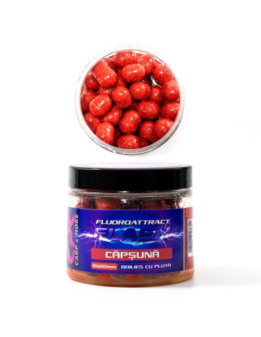Boilies CPK Fluoro Atract+, Capsuna, 16-20mm