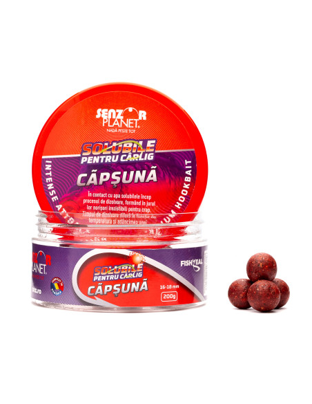 Boilies Senzor Planet Solubil, Capsuna, 16-18mm, 200g Boilies Senzor Planet Solubil, Capsuna, 16-18mm, 200g