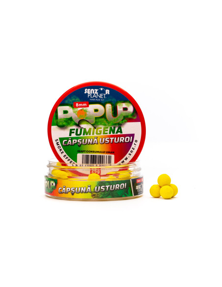 Pop Up Senzor Planet Fumigena, Capsuna & Usturoi, 8mm, 25g Pop Up Senzor Planet Fumigena, Capsuna & Usturoi, 8mm, 25g
