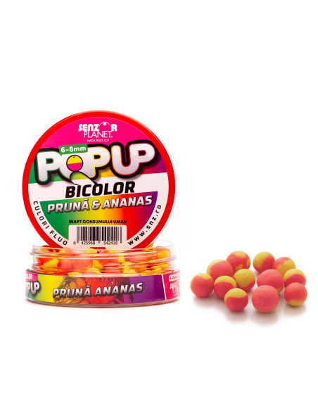 Pop Up Senzor Planet Bicolor, Pruna & Ananas, 6-8mm, 30g