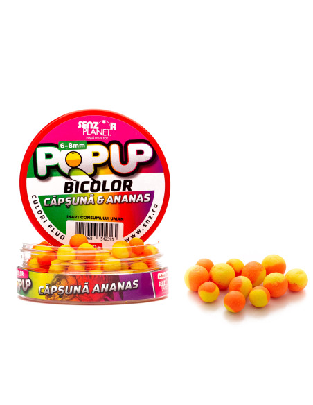 Pop Up Senzor Planet Bicolor, Capsuna & Ananas, 6-8mm, 30g Pop Up Senzor Planet Bicolor, Capsuna & Ananas, 6-8mm, 30g