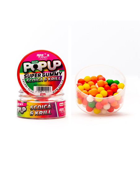 Pop Up Senzor Planet, Scoica & Krill, 6mm, 15g Pop Up Senzor Planet, Scoica & Krill, 6mm, 15g