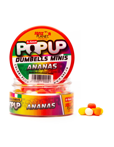 Pop Up Senzor Planet Dumbells Minis, Ananas, 4-5mm, 10g Pop Up Senzor Planet Dumbells Minis, Ananas, 4-5mm, 10g