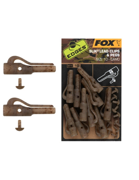 Clips Plumb Pierdut Fox Edges Camo Slik Lead Clip & Pegs, 10buc/plic Clips Plumb Pierdut Fox Edges Camo Slik Lead Clip & Pegs, 10buc/plic