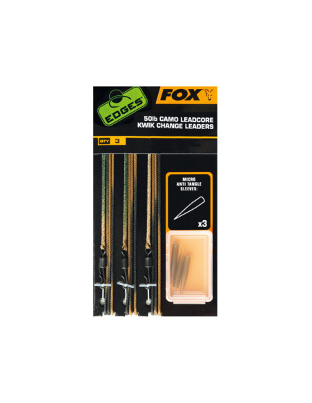 Montura Fox Edges Camo Leadcore Kwik Change Leaders, 3buc/set