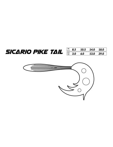 Shad Mikado Sicario Pike Tail, Bream, 8.5cm, 3gr, 4buc/plic