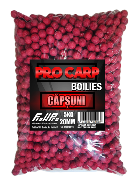 Boilies Pro Carp, Capsuni, 20mm, 5kg Boilies Pro Carp, Capsuni, 20mm, 5kg