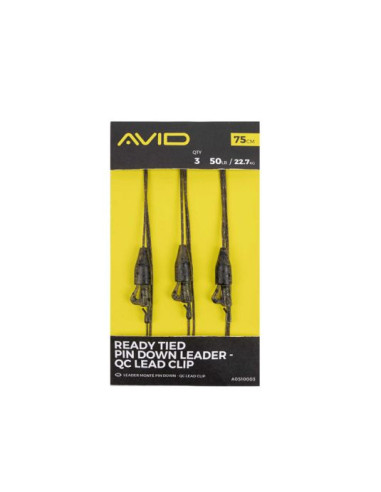 Kit Monturi Leadcore Avid Carp Ready Tied Pin Down Leader, Qc Lead Clip, 3buc/plic