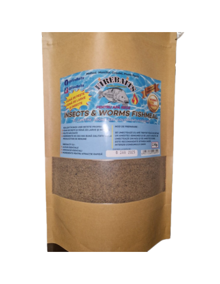 Nada FireBaits, Insects & Worms Fishmeal (pentru apa rece), 1kg Nada FireBaits, Insects & Worms Fishmeal (pentru apa rece), 1kg