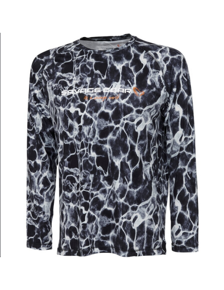 Bluza Savage Gear Night UV Long Sleeve, Black Waterprint Bluza Savage Gear Night UV Long Sleeve, Black Waterprint
