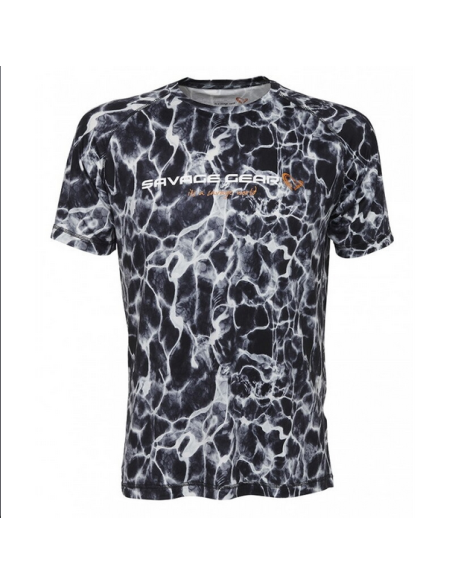 Tricou Savage Gear Night UV, Black Waterprint Tricou Savage Gear Night UV, Black Waterprint