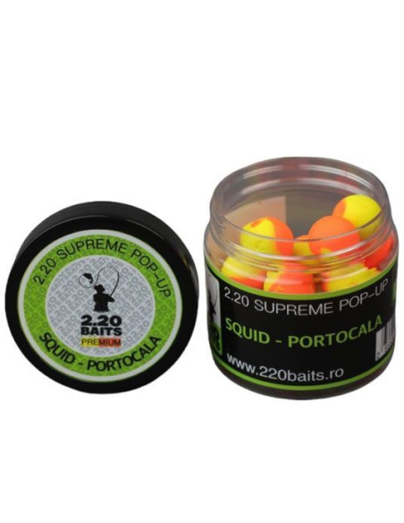 Pop Up 2.20Baits Supreme, Squid-Portocala, 16mm, 100ml Pop Up 2.20Baits Supreme, Squid-Portocala, 16mm, 100ml