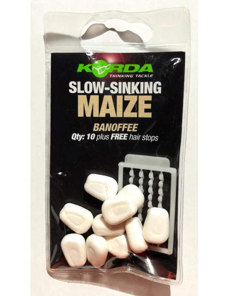 Porumb Flotant Korda Slow-Sinking Maize + Free Hair Stops, Banoffee Alb, 10buc/plic Porumb Flotant Korda Slow-Sinking Maize + Free Hair Stops, Banoffee Alb, 10buc/plic