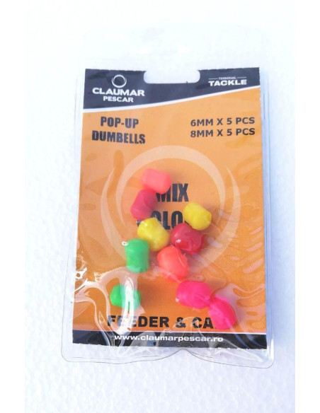 Pop Up Dumbells Claumar, Mix Color, 6-8mm, 10buc/plic