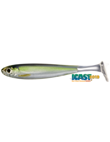 Shad Live Target Slow-Roll Shiner Paddle Tail, Silver/Green, 8.5cm, 4buc/plic