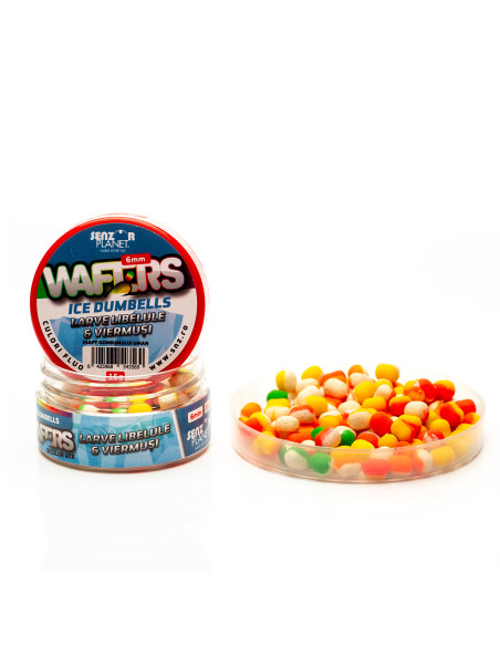 Wafters Senzor Planet Ice Dumbells Bicolor, Larve Libelule / Viermusi, 6mm, 15g Wafters Senzor Planet Ice Dumbells Bicolor, Larve Libelule / Viermusi, 6mm, 15g