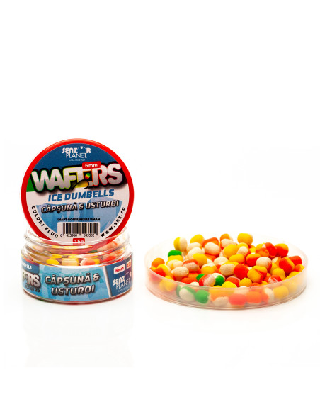 Wafters Senzor Planet Ice Dumbells Bicolor, Capsuna / Usturoi, 6mm, 15g Wafters Senzor Planet Ice Dumbells Bicolor, Capsuna / Usturoi, 6mm, 15g