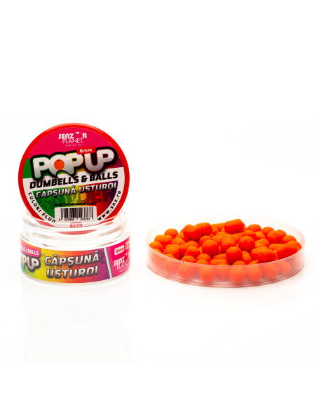 Pop-up Senzor Planet Dumbells & Balls, Capsuna & Usturoi, 6mm, 15g Pop-up Senzor Planet Dumbells & Balls, Capsuna & Usturoi, 6mm, 15g