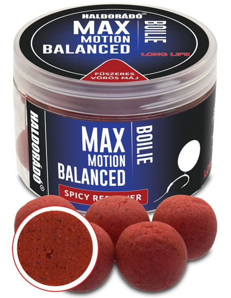 Boilies Haldorado Max Motion Boilie Balanced, Ficat Rosu Condimentat, 20mm, 70g