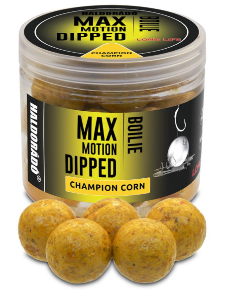 Boilies De Carlig Haldorado Max Motion Boilie Dipped, Champion Corn, 20mm, 100g