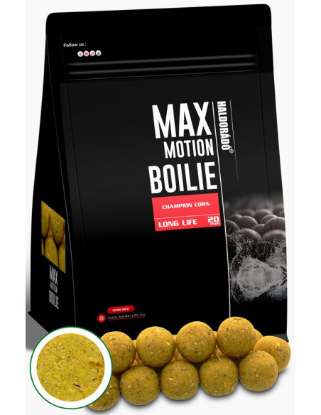 Boilies Haldorado Max Motion Boilie Long Life, Champion Corn, 20mm, 800g Boilies Haldorado Max Motion Boilie Long Life, Champion Corn, 20mm, 800g