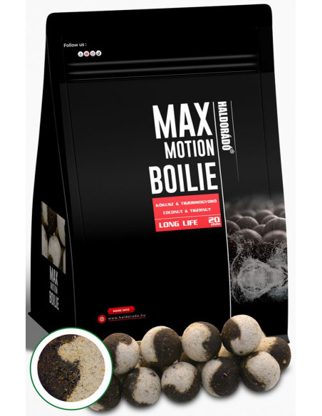 Boilies Haldorado Max Motion Boilie Long Life, Cocos & Alune Tigrate, 20mm, 800g