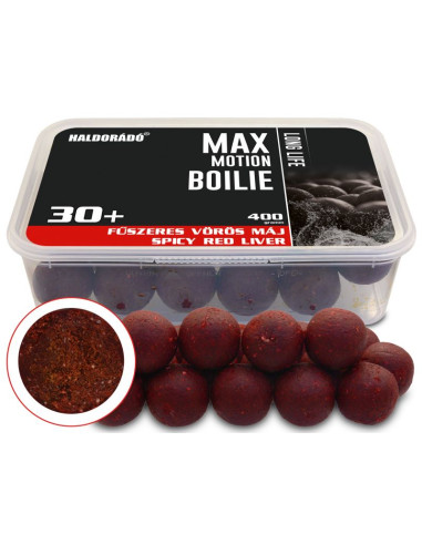 Boilies Haldorado Max Motion Boilie Long Life, Ficat Rosu Condimentat, 30+ mm, 400g