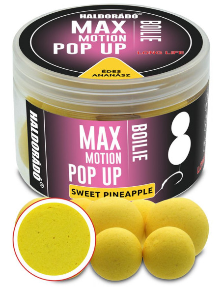Pop Up Haldorado Max Motion Boilie Pop Up, Ananas Dulce, 16-20mm, 50g Pop Up Haldorado Max Motion Boilie Pop Up, Ananas Dulce, 16-20mm, 50g