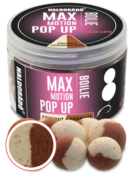 Pop Up Haldorado Max Motion Boilie Pop Up, Cocos & Alune Tigrate, 16-20mm, 50g Pop Up Haldorado Max Motion Boilie Pop Up, Cocos & Alune Tigrate, 16-20mm, 50g