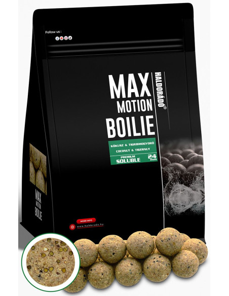Boilies Haldorado Max Motion Boilie Premium Soluble, Cocos & Alune Tigrate, 24mm, 800g Boilies Haldorado Max Motion Boilie Premium Soluble, Cocos & Alune Tigrate, 24mm, 800g