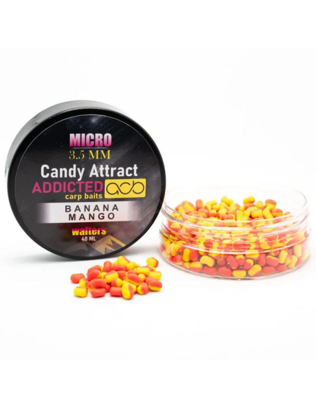 Wafters Addicted Carp Baits Candy Attract Micro, Banana & Mango, 3.5mm, 40ml Wafters Addicted Carp Baits Candy Attract Micro, Banana & Mango, 3.5mm, 40ml