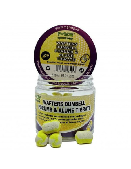 Wafters MG Special Carp Dumbell, Porumb-Alune Tigrate, 10mm, 40g