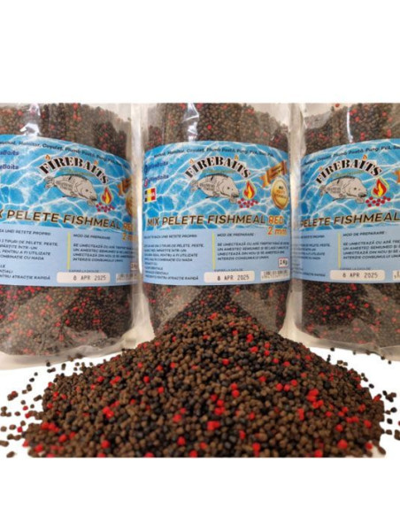 Pelete FireBaits Mix Fishmeal Red, 2mm, 1kg Pelete FireBaits Mix Fishmeal Red, 2mm, 1kg