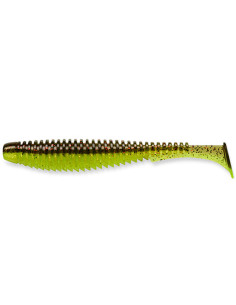 Shad FishUp U-Shad, Green Pumpkin Flo Chartreuse, 10.1cm, 8buc/plic