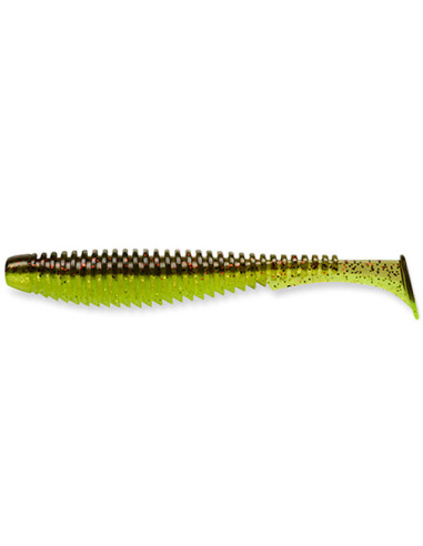 Shad FishUp U-Shad, Green Pumpkin Flo Chartreuse, 10.1cm, 8buc/plic