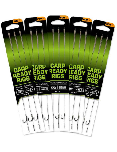 Rig Fox Carp Ready Rigs, Carlig Nr.4, Fir Textil 20lbs, 3buc/plic