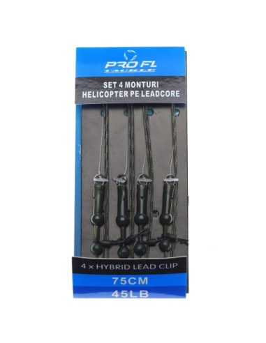 Set 4 Monturi Pro Fl Helicopter Leadcore, 75cm
