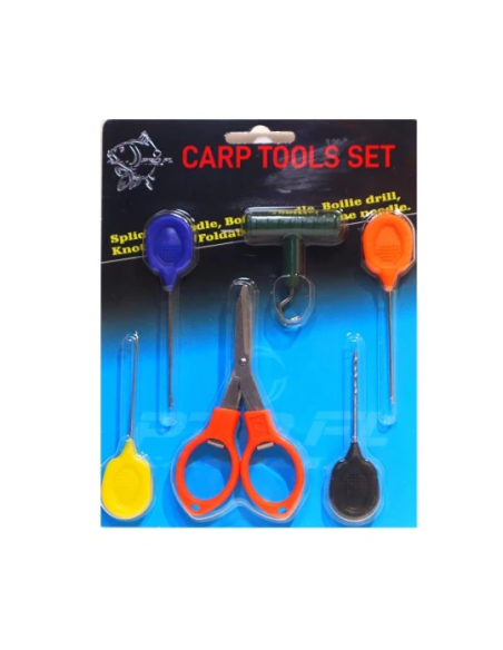 Set Carp Tools Crosete, Burghiu, Knot Puler Si Foarfeca Pro Fl