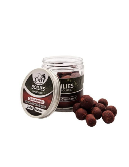 Boilies C&B Semisolubil Dumbells, Squid Cranberry, 16-20mm, 150g
