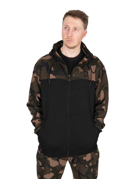 Hanorac Fox Light Weight Black/Camo Split Zip Hoody Hanorac Fox Light Weight Black/Camo Split Zip Hoody