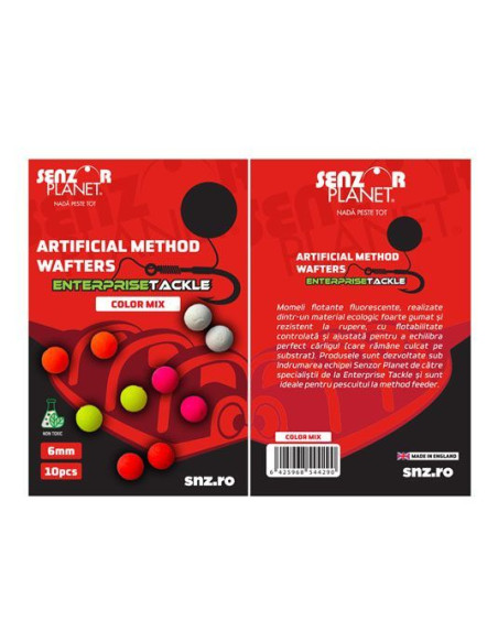Wafters Senzor Planet Artificial Method Wafter Enterprise Tackle Fluo Mixed Colors, 6mm, 10buc Wafters Senzor Planet Artificial Method Wafter Enterprise Tackle Fluo Mixed Colors, 6mm, 10buc