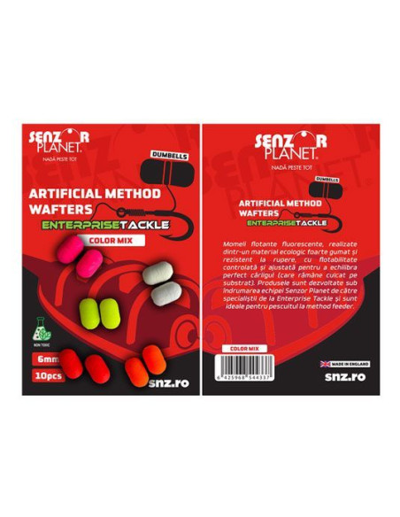 Dumbells Senzor Artificial Method Wafter Enterprise Tackle Fluo Mixed Colors, 6mm, 10buc Dumbells Senzor Artificial Method Wafter Enterprise Tackle Fluo Mixed Colors, 6mm, 10buc