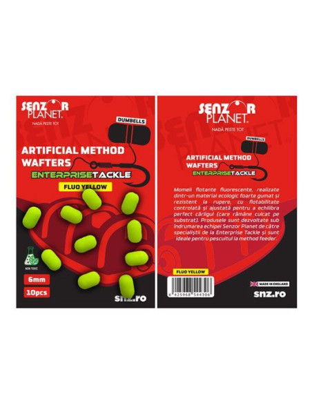 Dumbells Senzor Artificial Method Wafter Enterprise Tackle Fluo Yellow, 6mm, 10buc Dumbells Senzor Artificial Method Wafter Enterprise Tackle Fluo Yellow, 6mm, 10buc